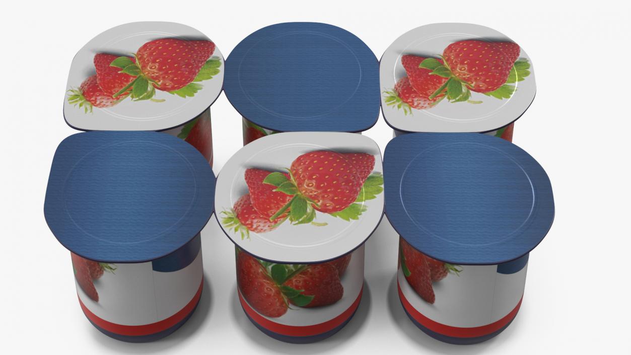 Yogurt Strawberry 6 Cups 3D model