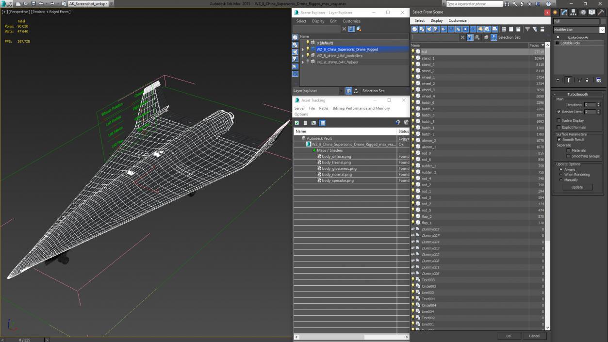 WZ 8 China Supersonic Drone Rigged 3D model