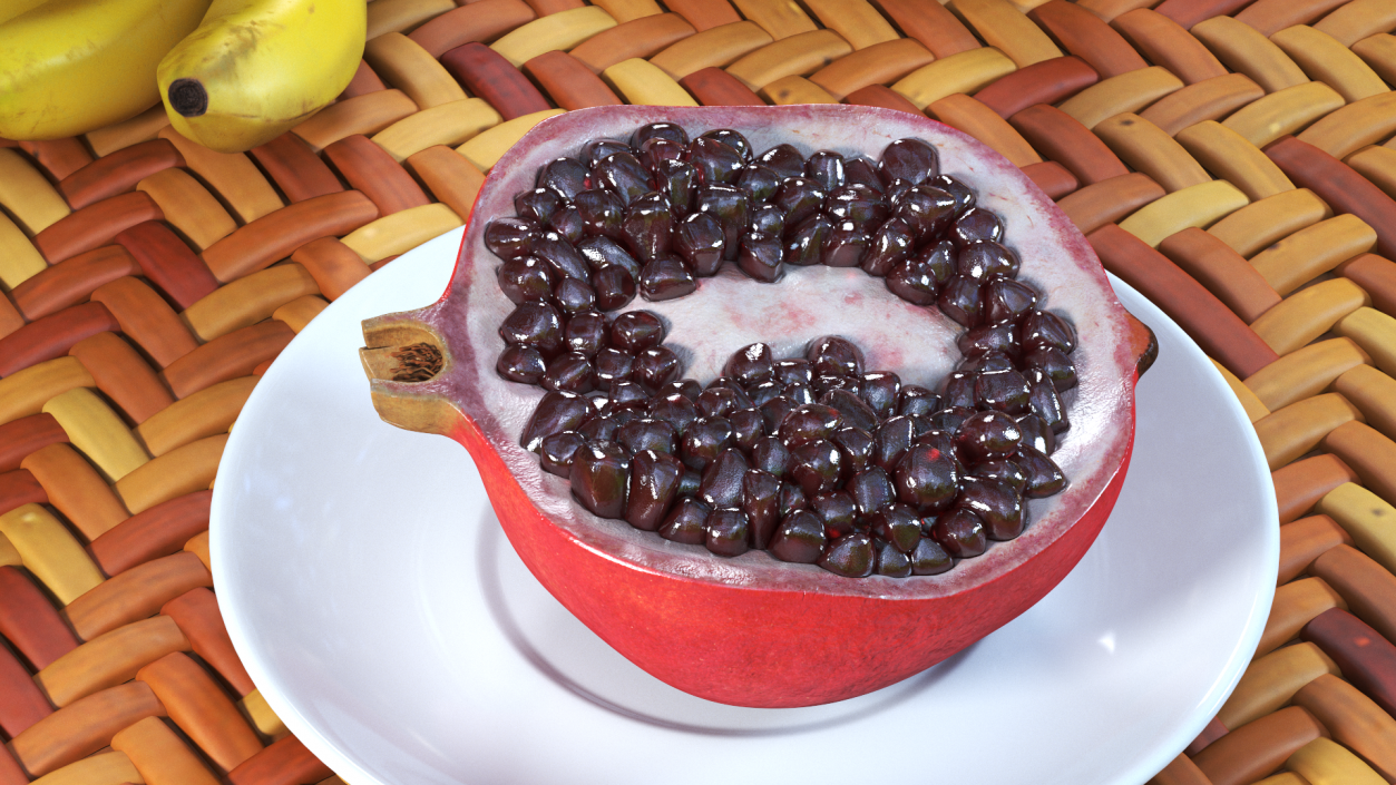 Cross Section Of Pomegranate Fruit 3D model