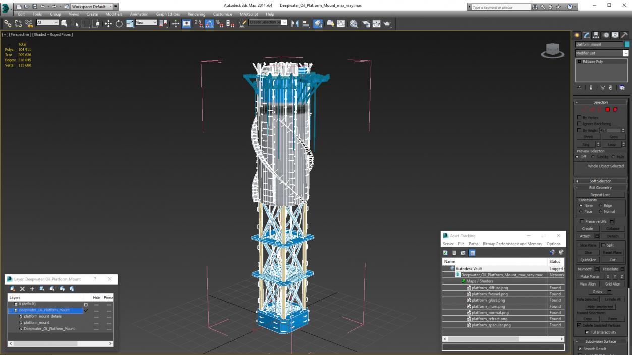 3D Deepwater Oil Platform Mount model