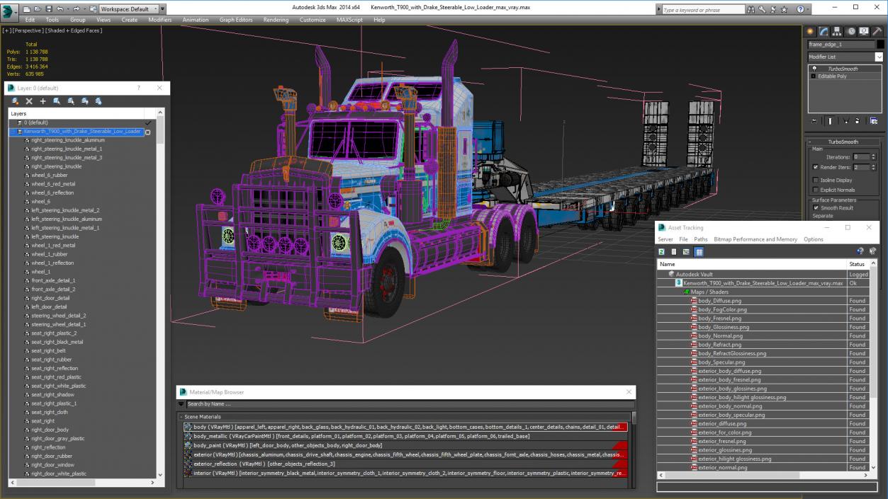 3D model Kenworth T900 with Drake Steerable Low Loader