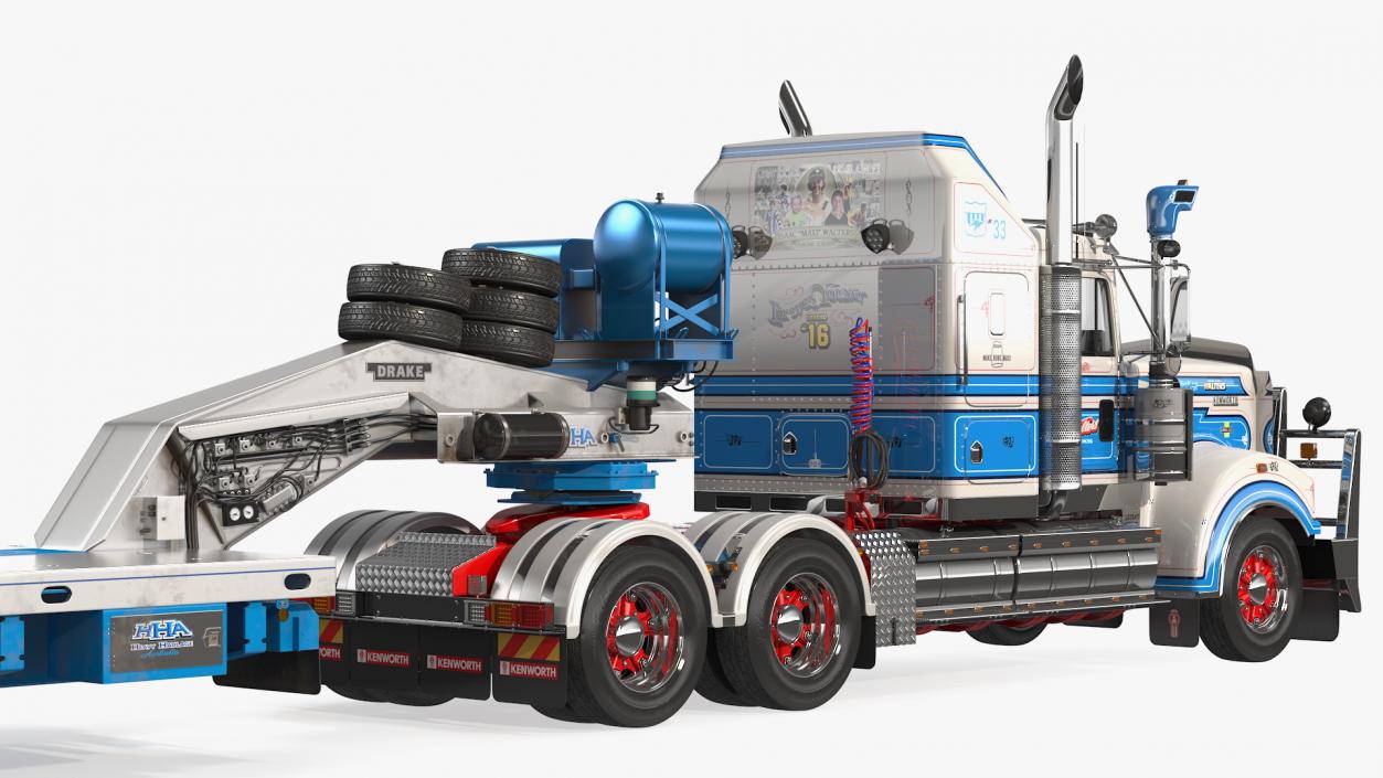 3D model Kenworth T900 with Drake Steerable Low Loader