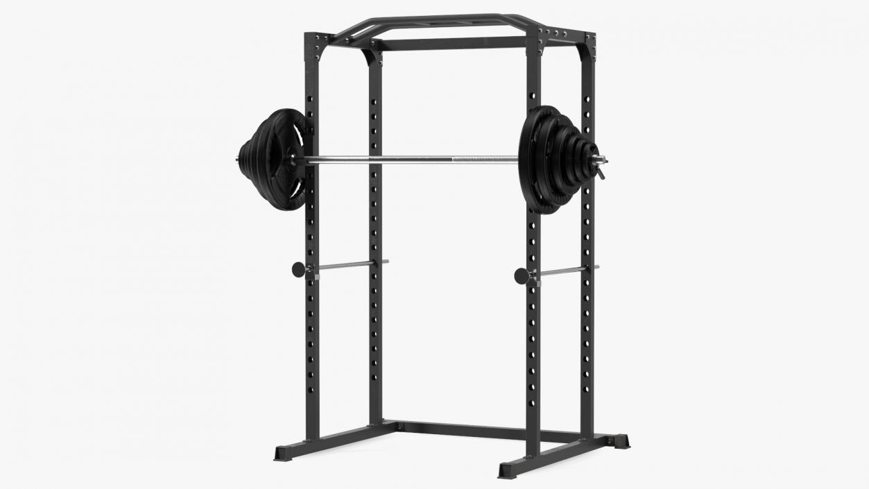 3D Power Cage Black and Barbell model