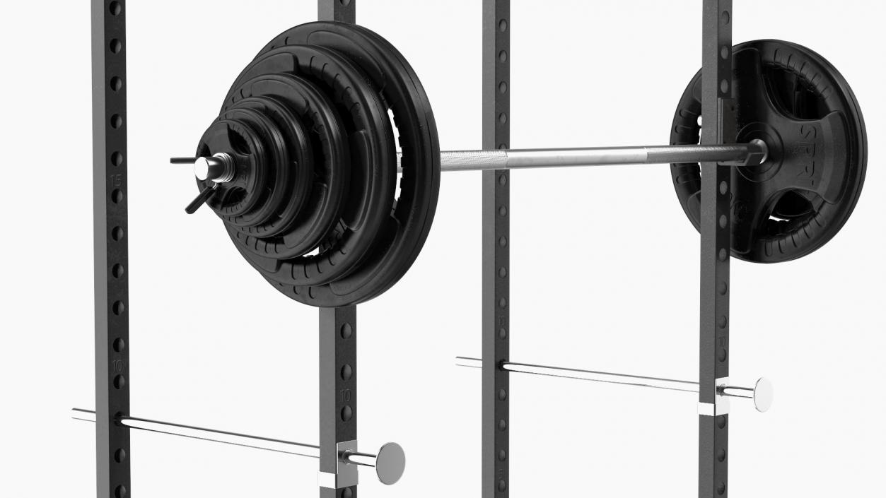 3D Power Cage Black and Barbell model