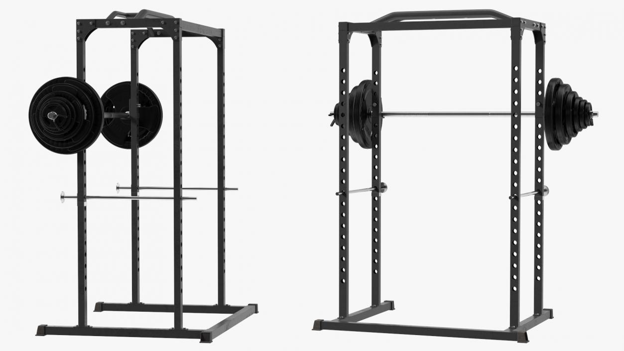 3D Power Cage Black and Barbell model