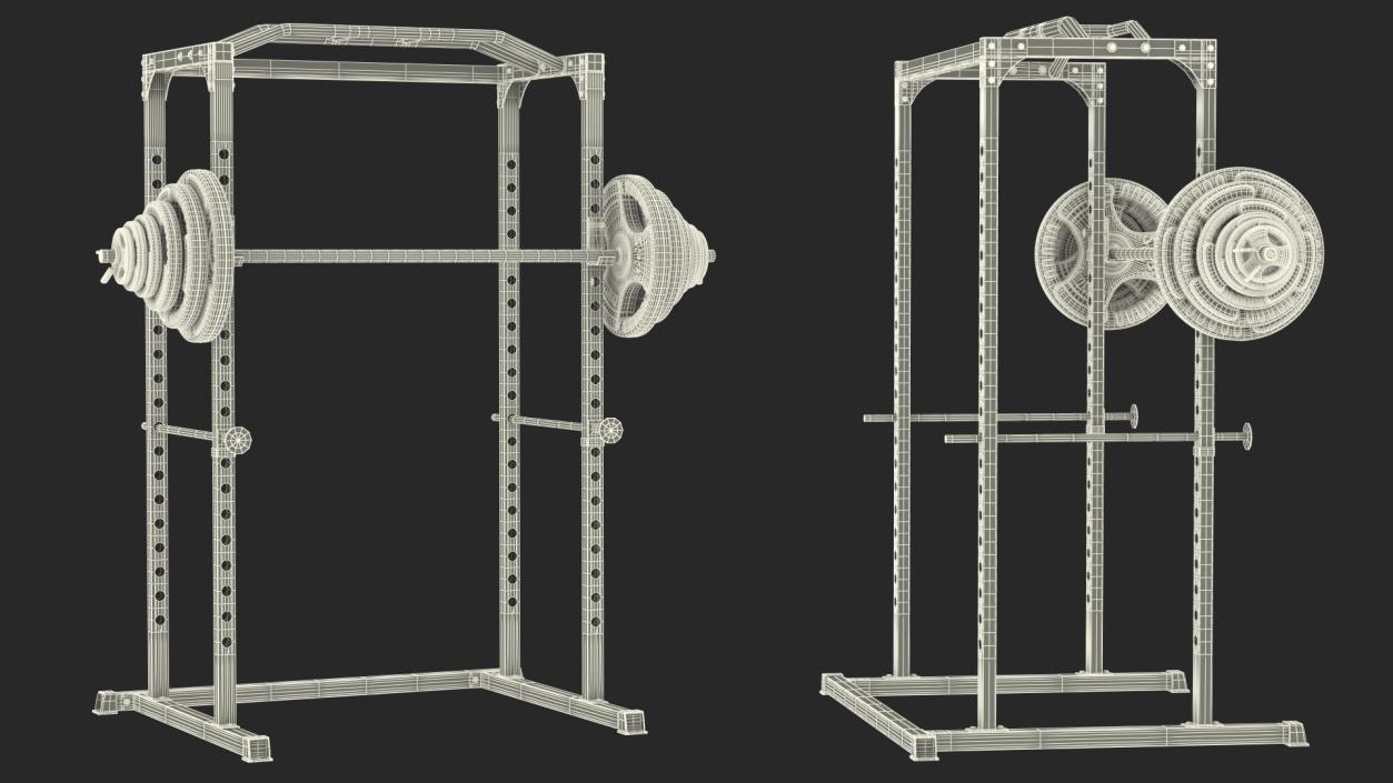 3D Power Cage Black and Barbell model