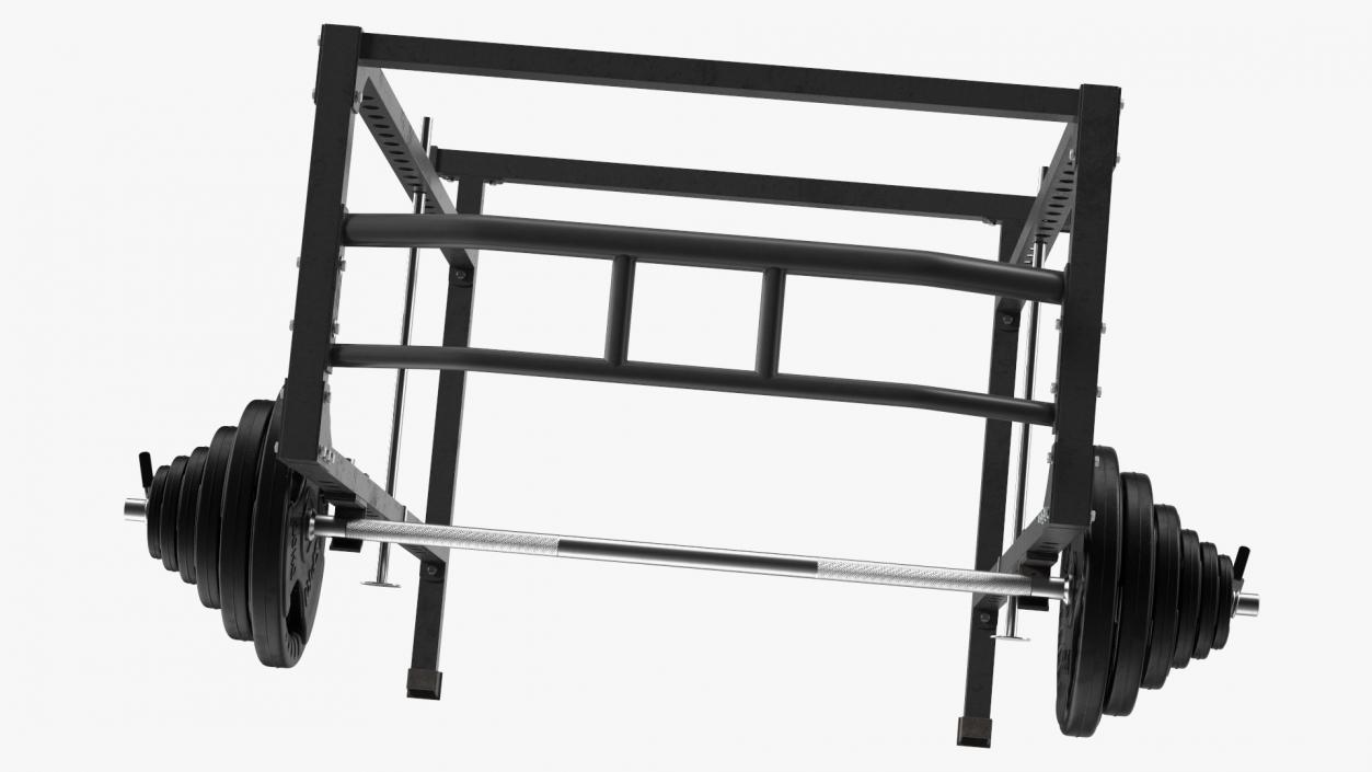 3D Power Cage Black and Barbell model