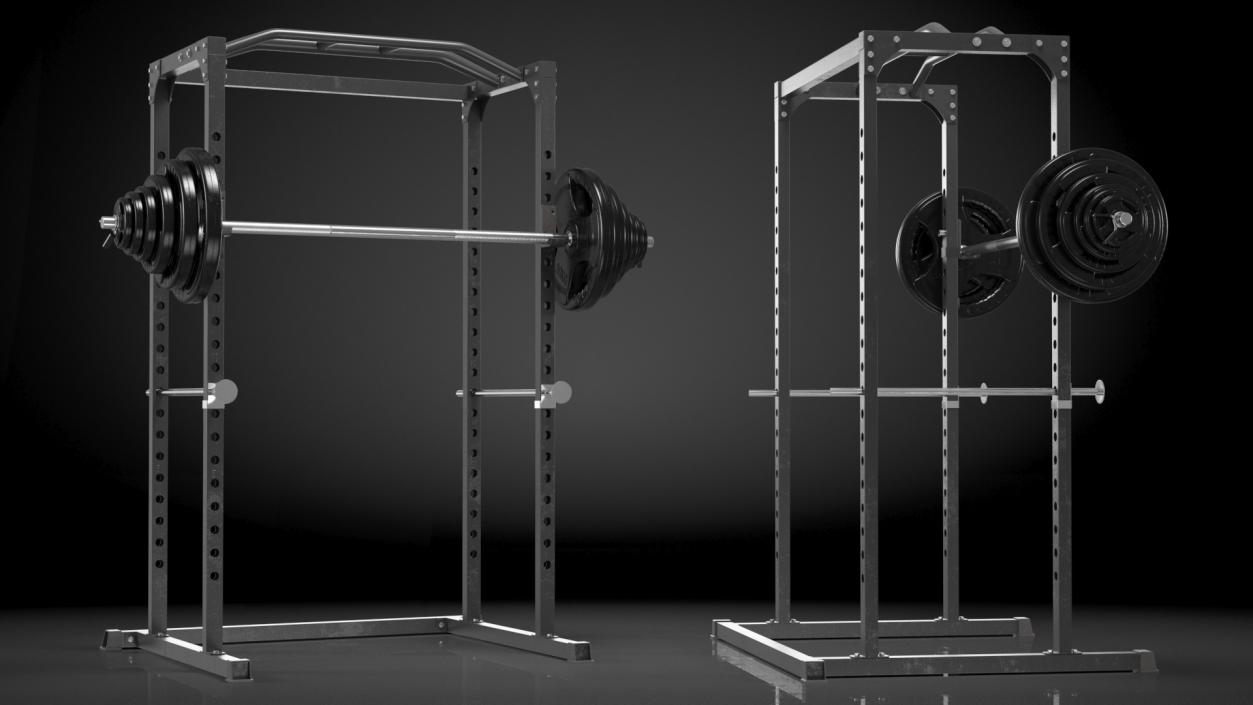 3D Power Cage Black and Barbell model