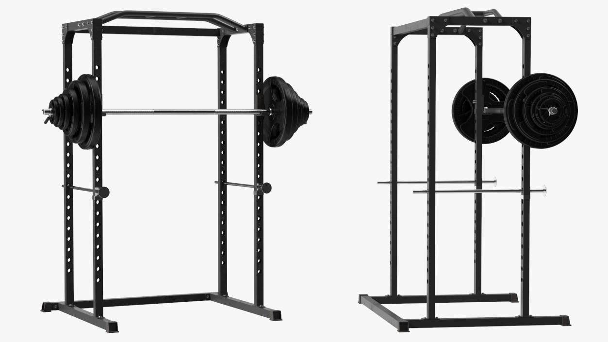 3D Power Cage Black and Barbell model