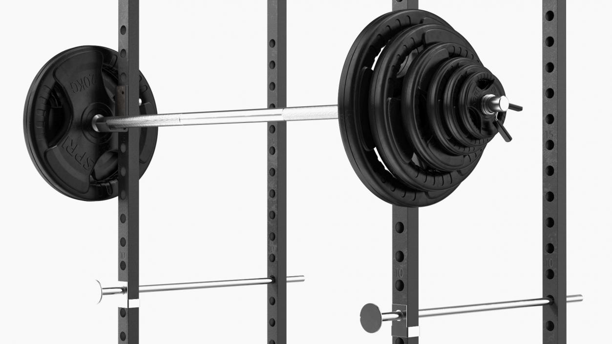 3D Power Cage Black and Barbell model