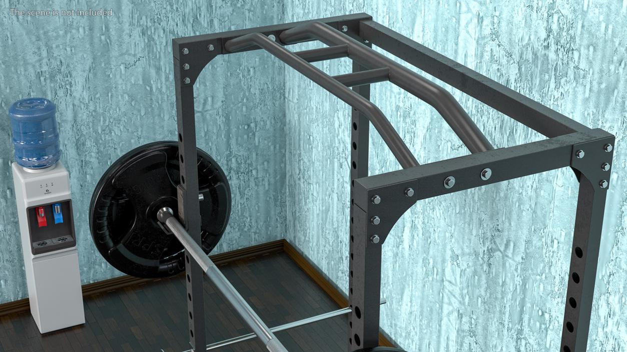 3D Power Cage Black and Barbell model