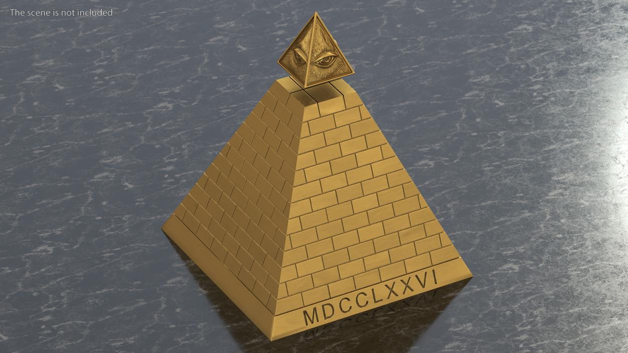 3D Illuminati Pyramid Gold model