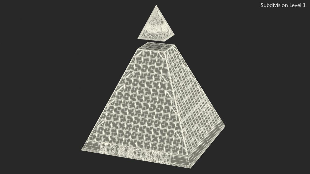 3D Illuminati Pyramid Gold model