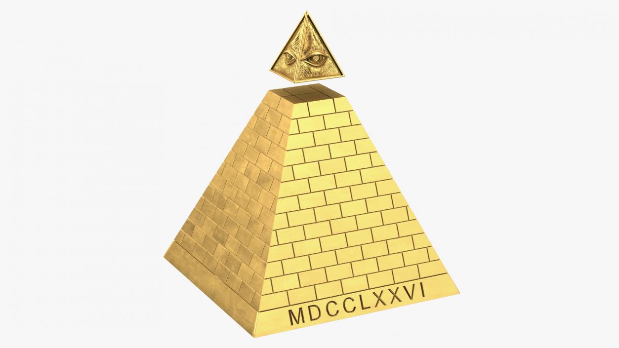 3D Illuminati Pyramid Gold model