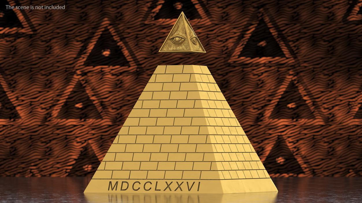 3D Illuminati Pyramid Gold model