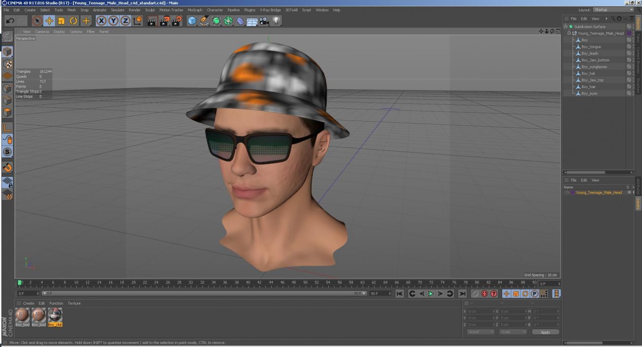 3D Young Teenage Male Head model