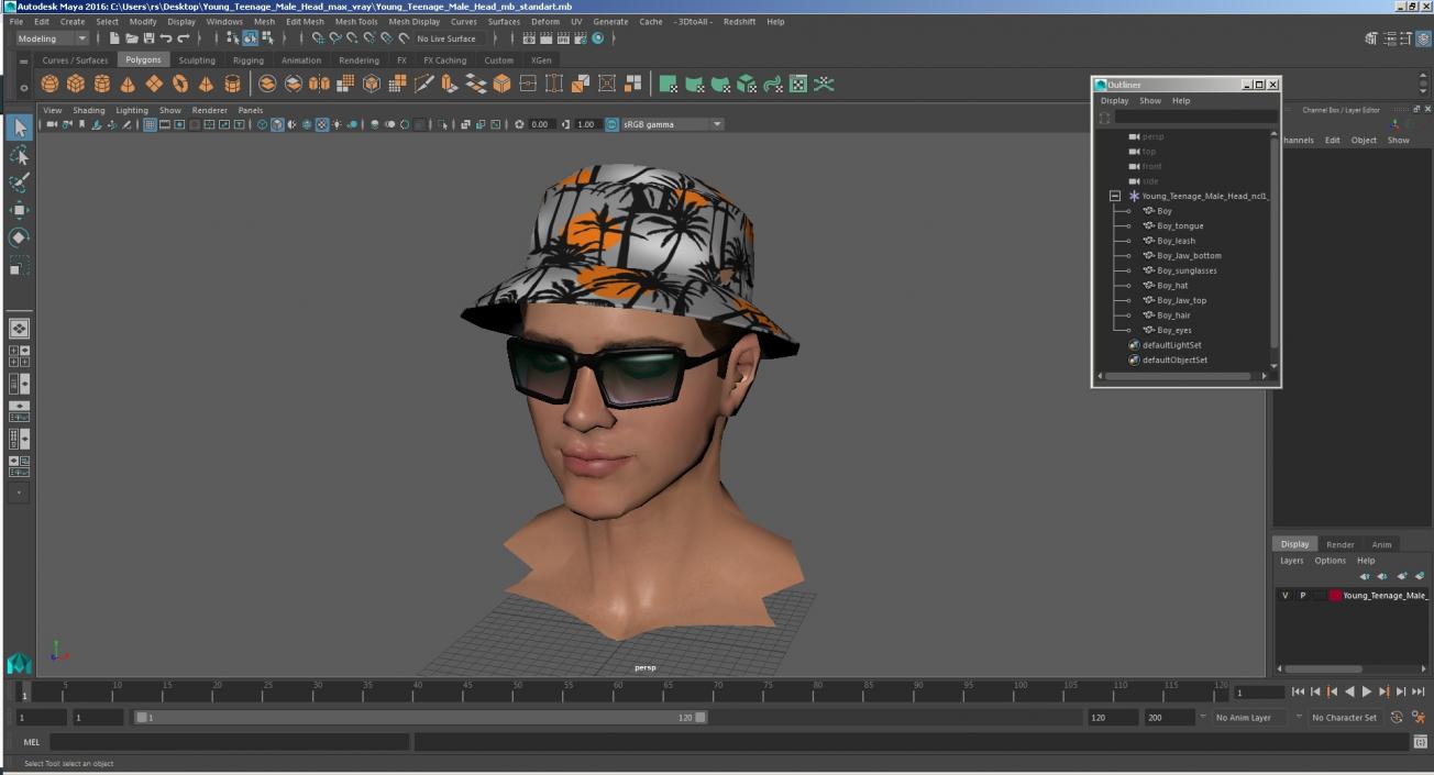 3D Young Teenage Male Head model