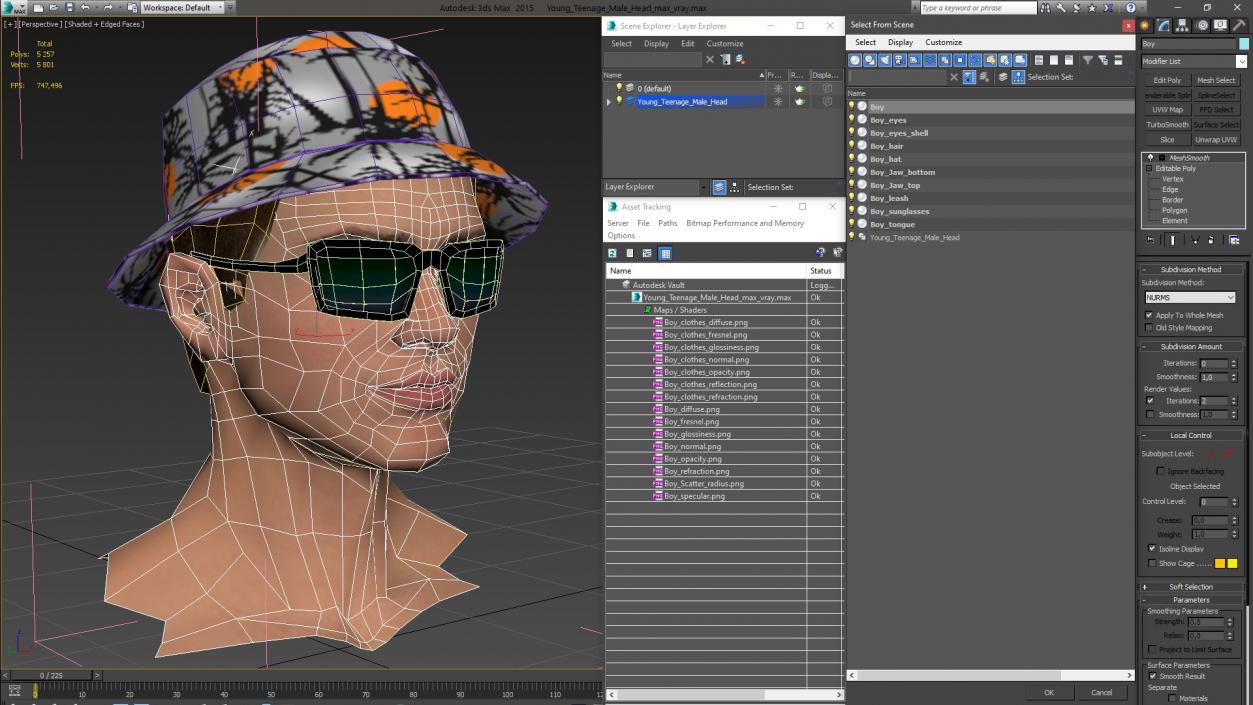 3D Young Teenage Male Head model