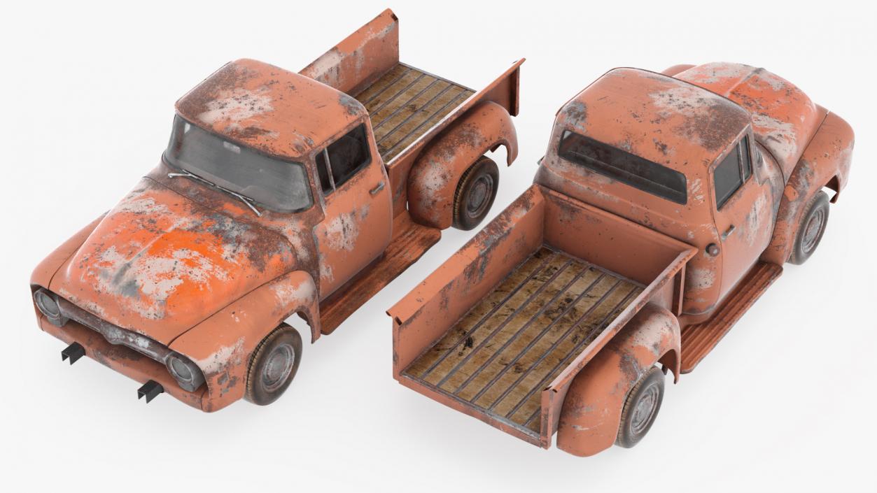 Rusty Old Ford F100 Pickup Truck Rigged 3D model