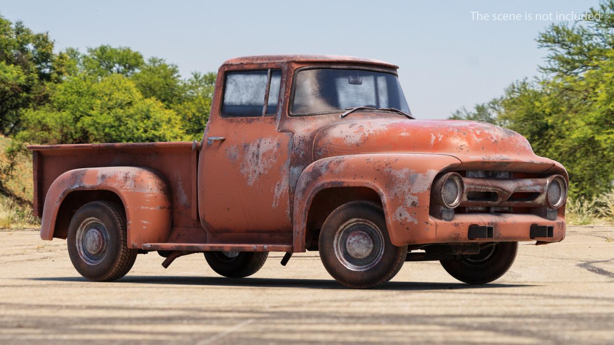 Rusty Old Ford F100 Pickup Truck Rigged 3D model