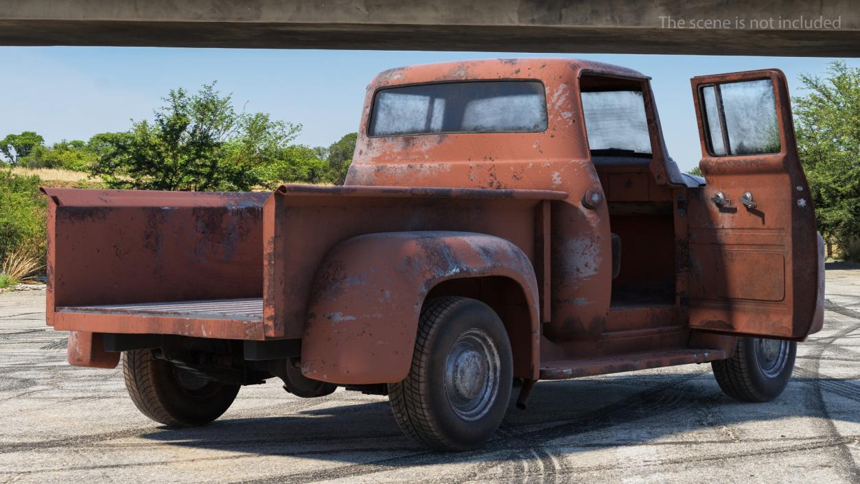 Rusty Old Ford F100 Pickup Truck Rigged 3D model