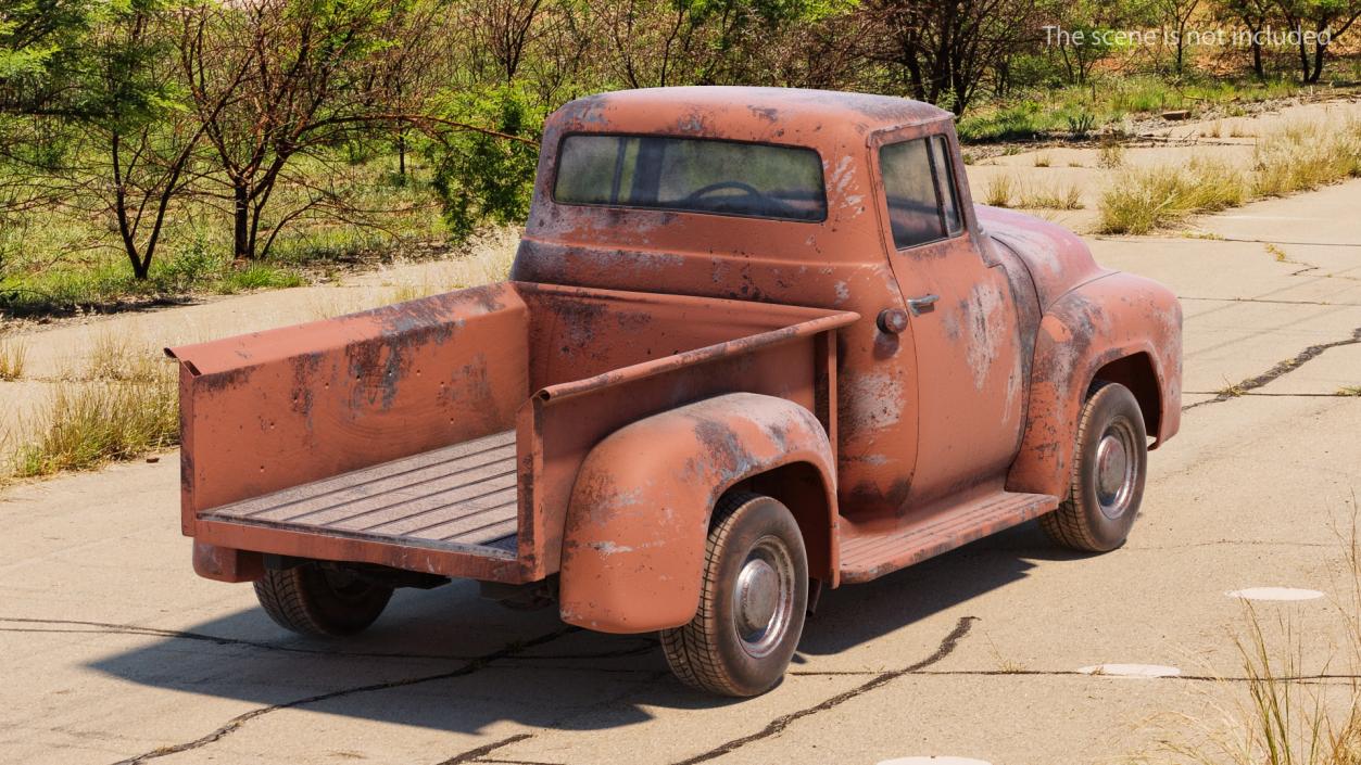 Rusty Old Ford F100 Pickup Truck Rigged 3D model