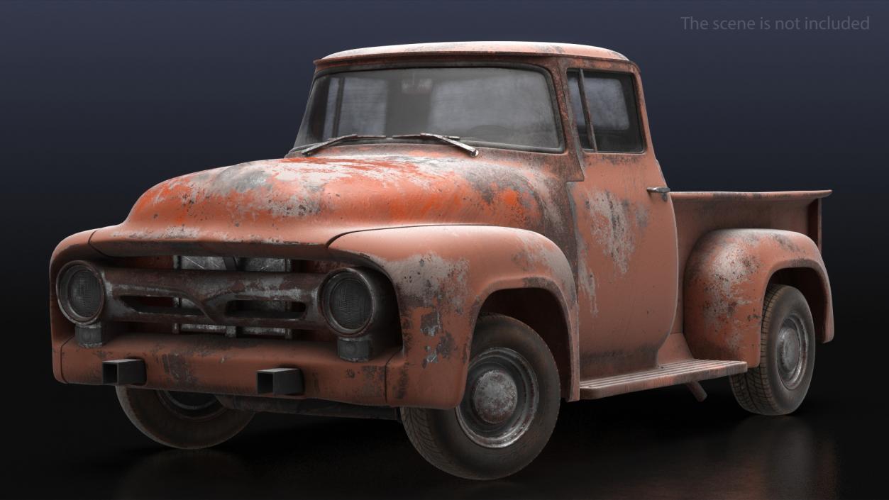 Rusty Old Ford F100 Pickup Truck Rigged 3D model