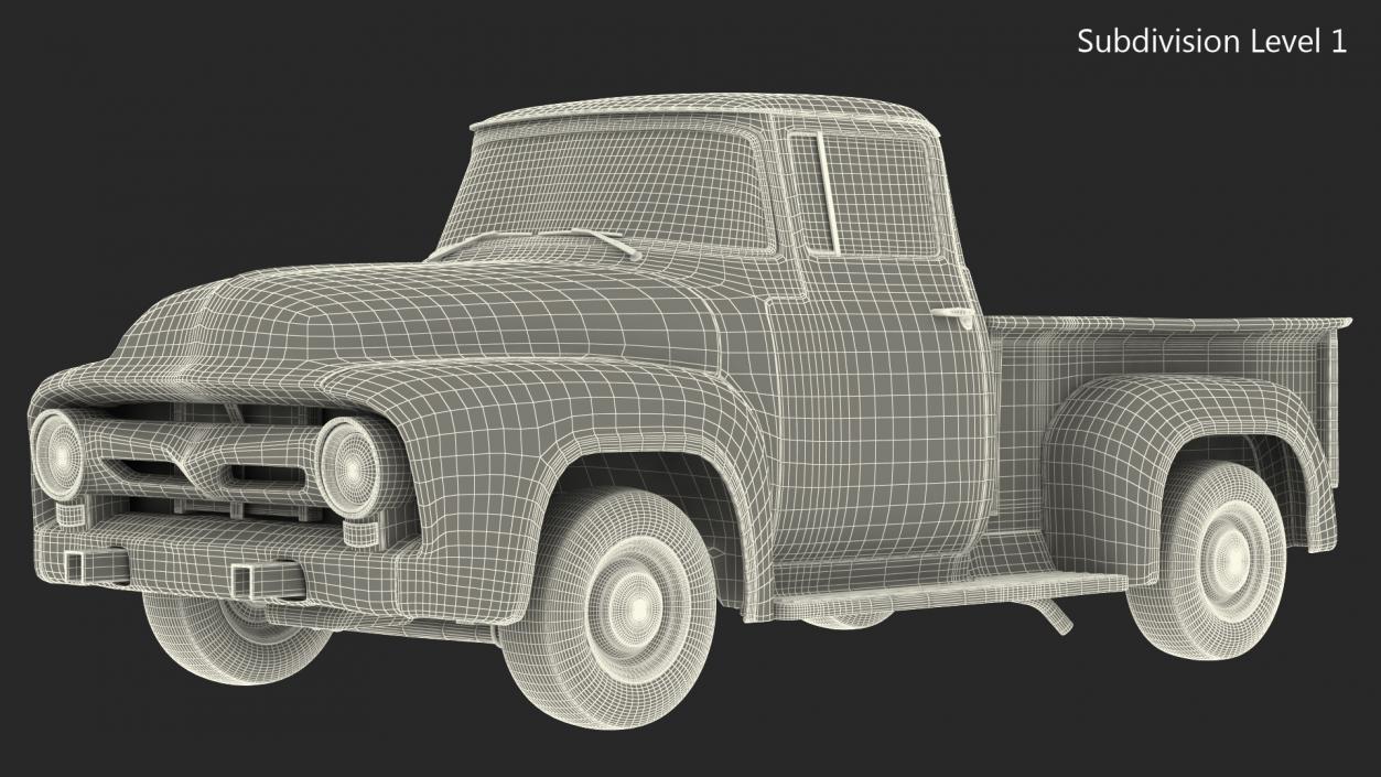 Rusty Old Ford F100 Pickup Truck Rigged 3D model