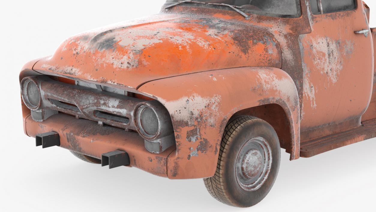 Rusty Old Ford F100 Pickup Truck Rigged 3D model