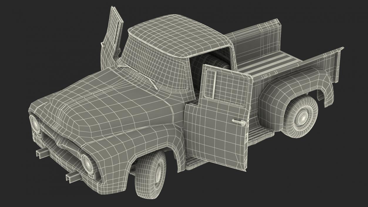 Rusty Old Ford F100 Pickup Truck Rigged 3D model