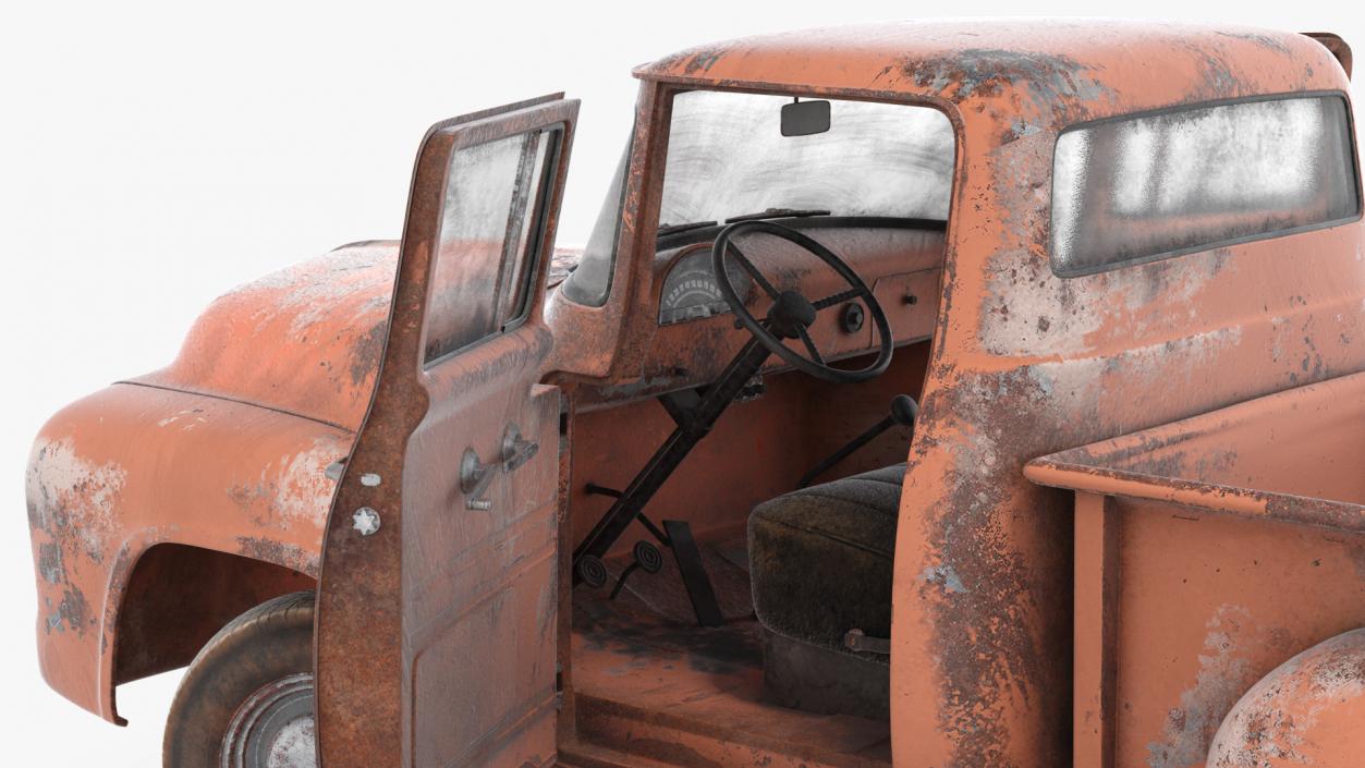 Rusty Old Ford F100 Pickup Truck Rigged 3D model