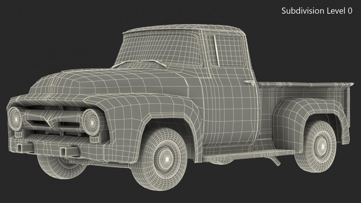 Rusty Old Ford F100 Pickup Truck Rigged 3D model