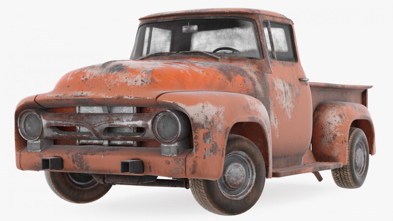 Rusty Old Ford F100 Pickup Truck Rigged 3D model