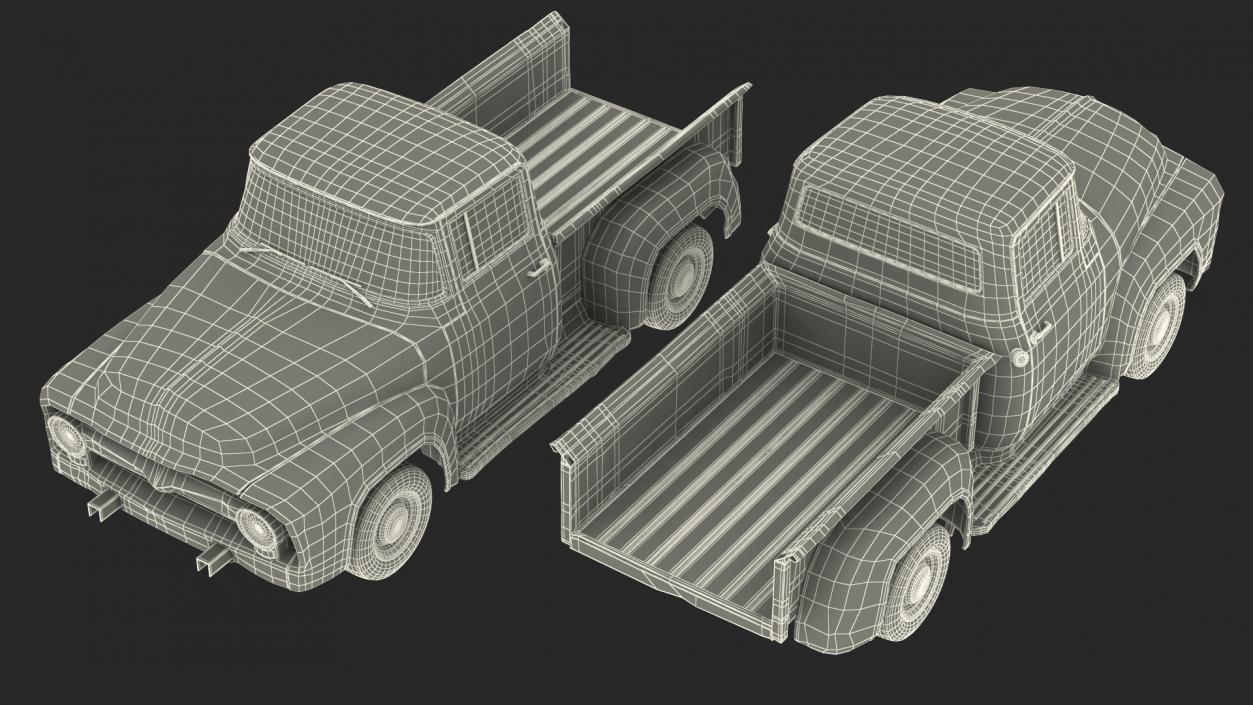 Rusty Old Ford F100 Pickup Truck Rigged 3D model