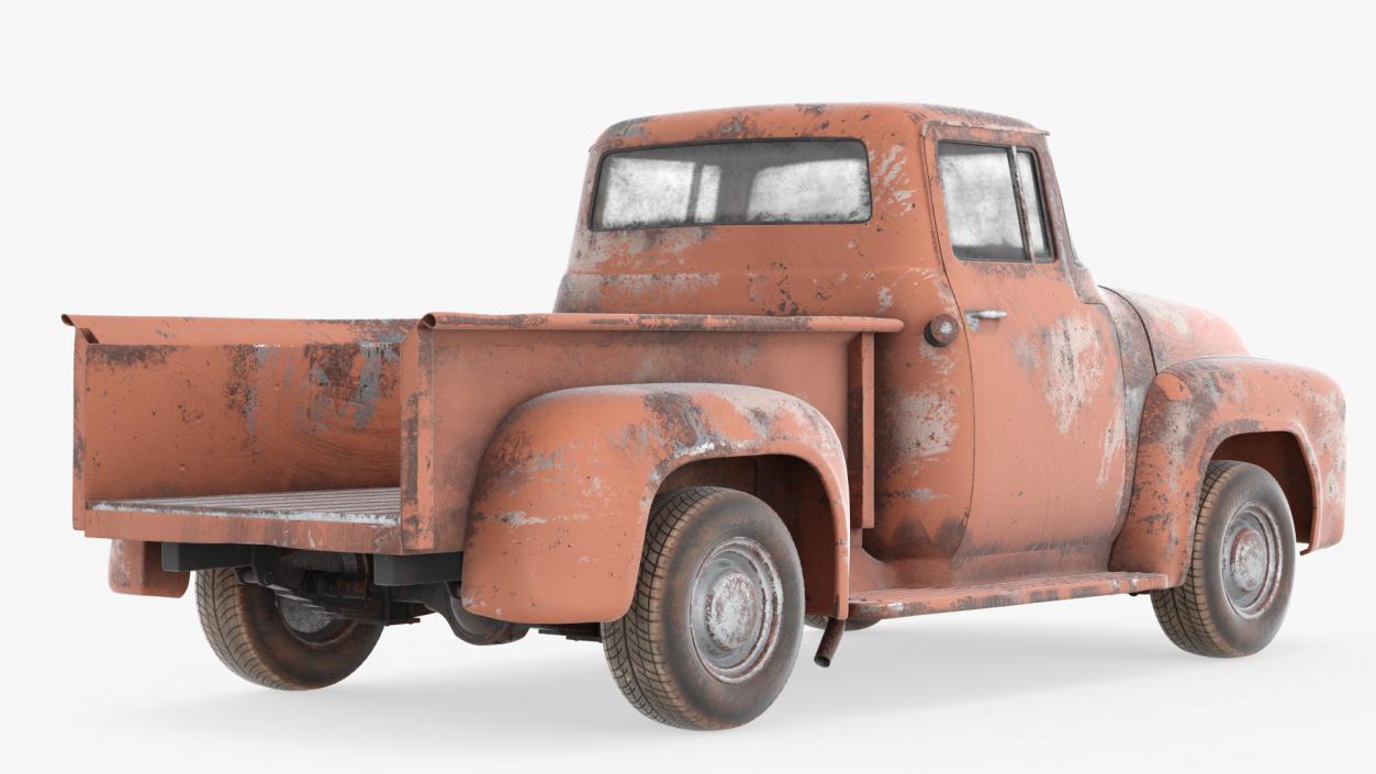 Rusty Old Ford F100 Pickup Truck Rigged 3D model