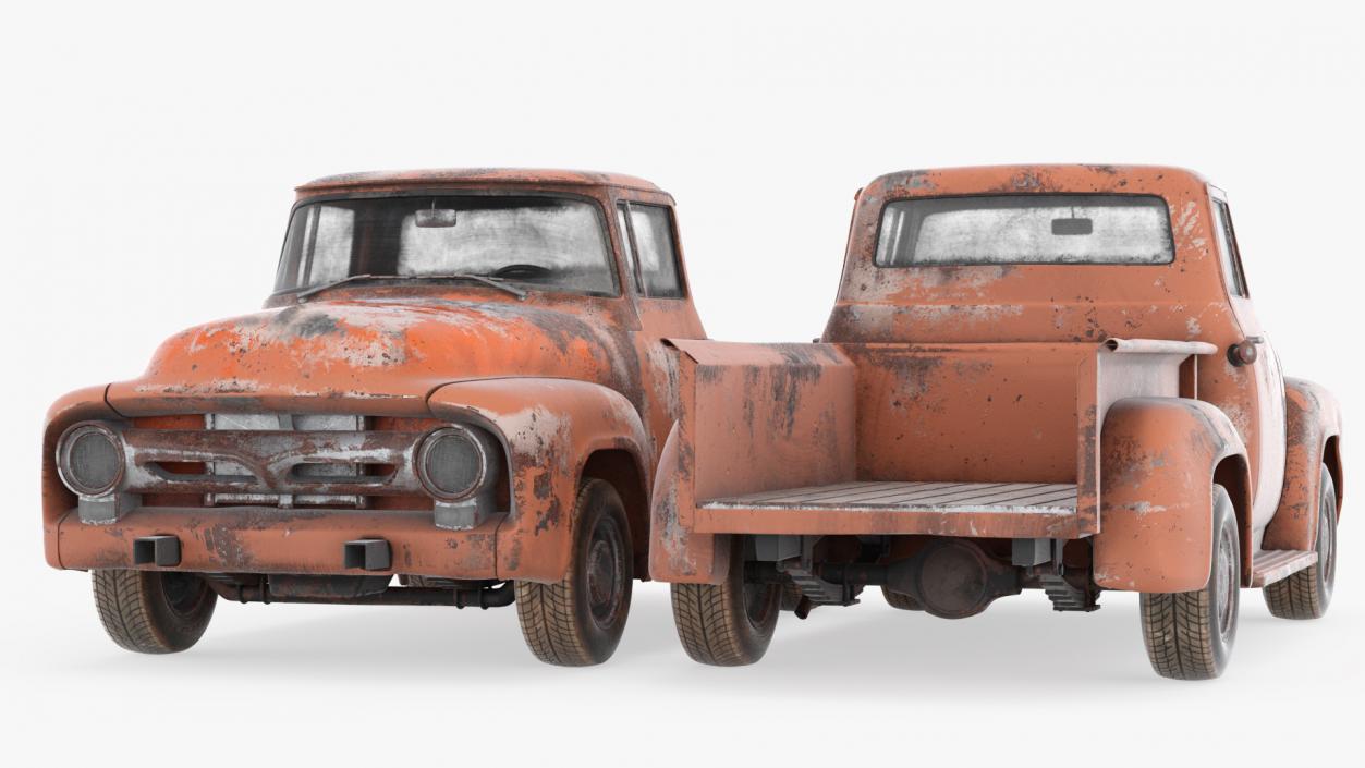 Rusty Old Ford F100 Pickup Truck Rigged 3D model