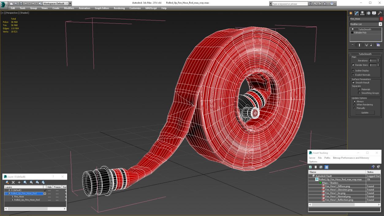 3D Rolled Up Fire Hose Red model