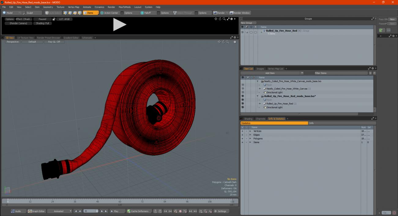 3D Rolled Up Fire Hose Red model