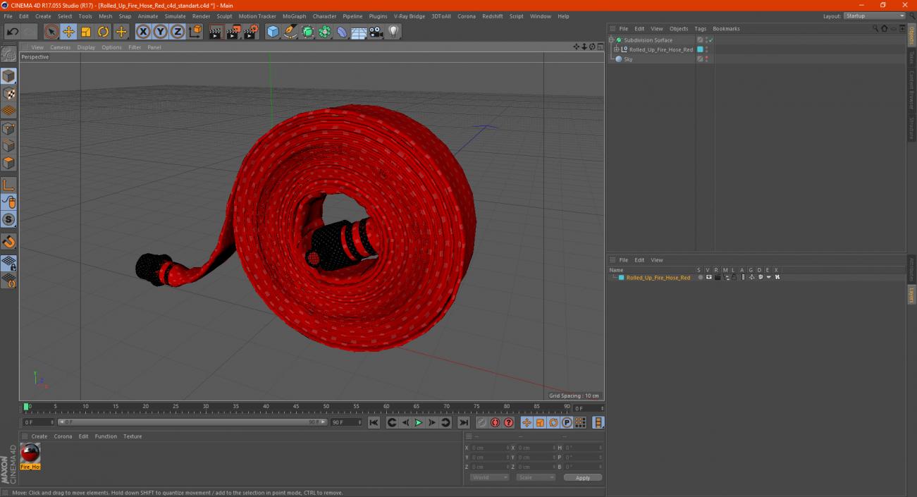 3D Rolled Up Fire Hose Red model