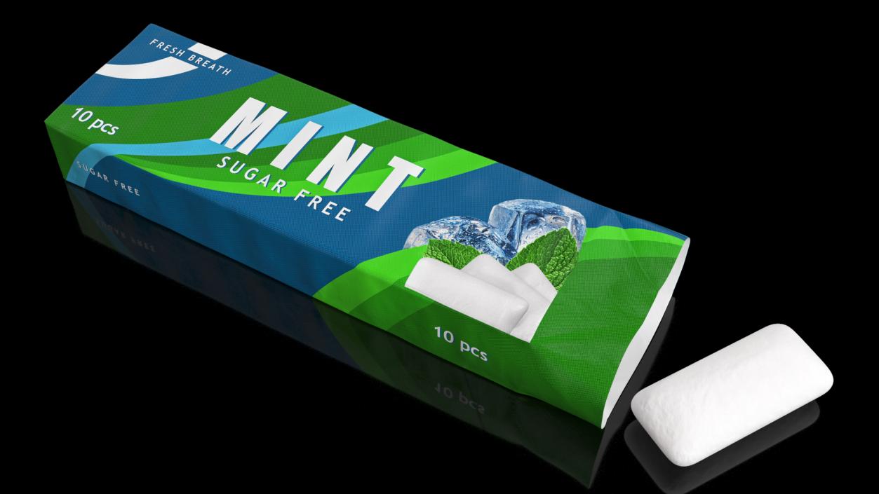 3D Chewing Gum Pack Open with Pad(1) model