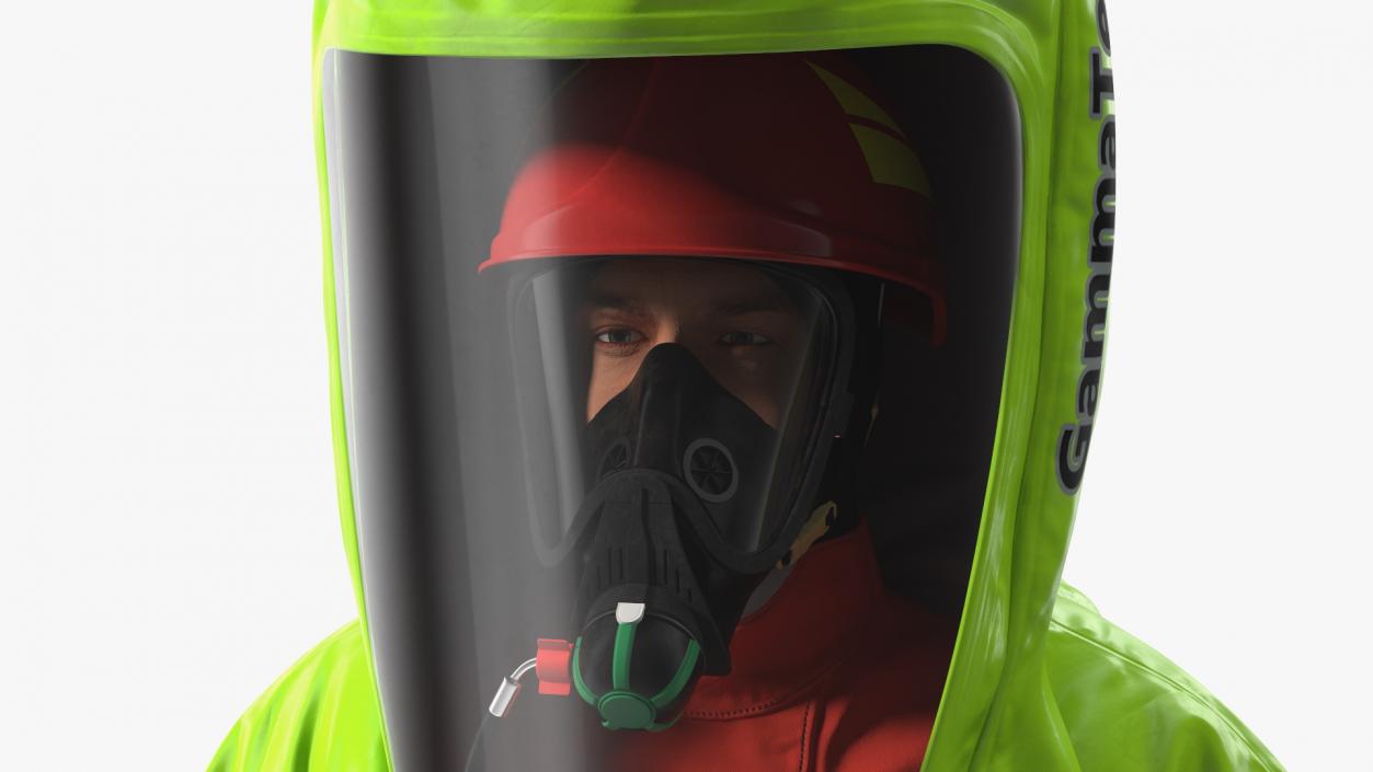 Heavy Duty Chemical Protective Suit Neutral Pose Green 3D model