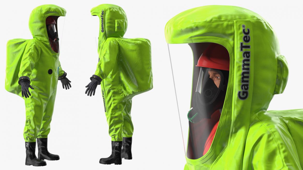 Heavy Duty Chemical Protective Suit Neutral Pose Green 3D model