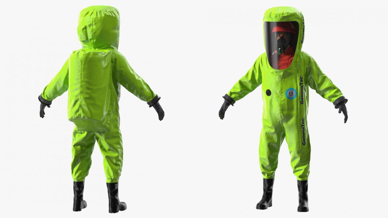 Heavy Duty Chemical Protective Suit Neutral Pose Green 3D model