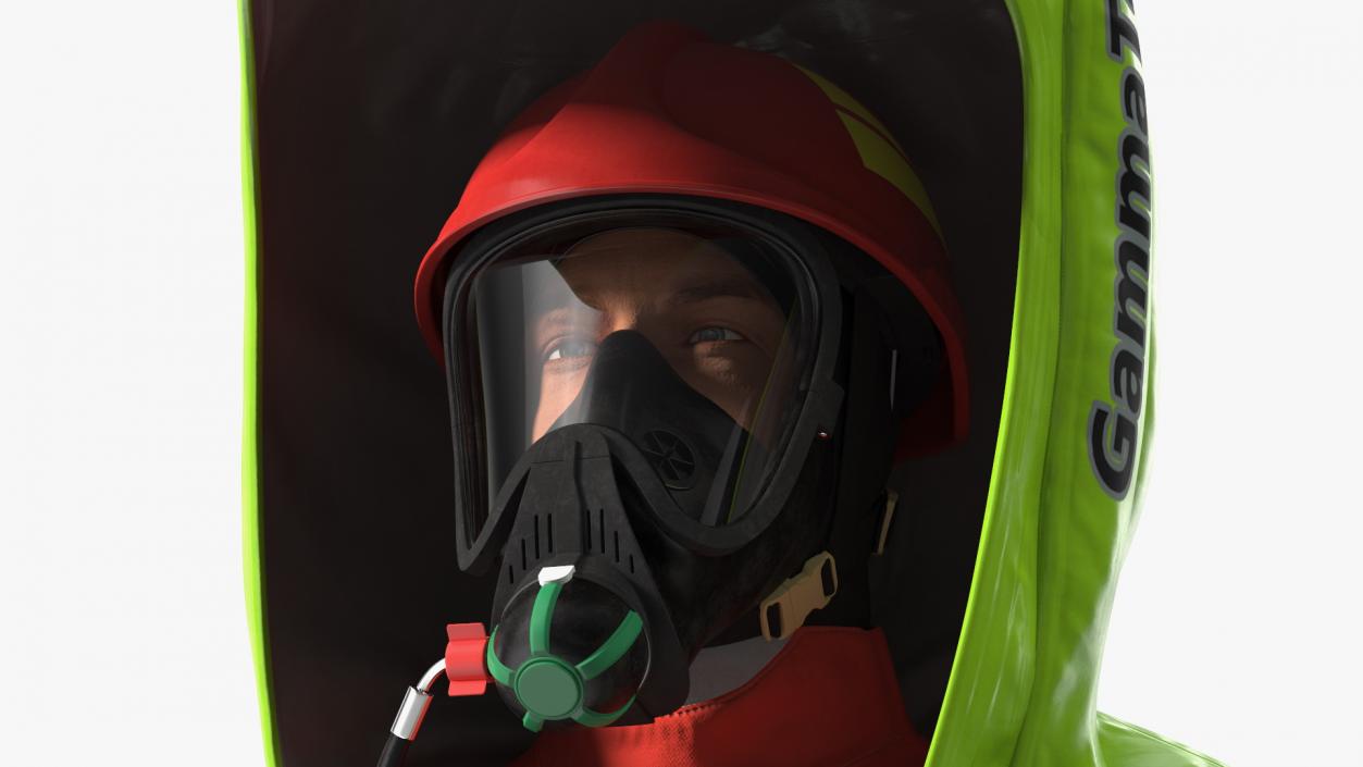 Heavy Duty Chemical Protective Suit Neutral Pose Green 3D model