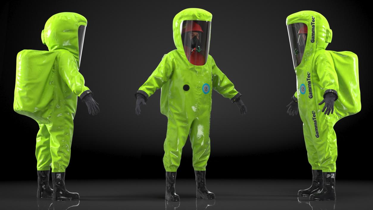 Heavy Duty Chemical Protective Suit Neutral Pose Green 3D model