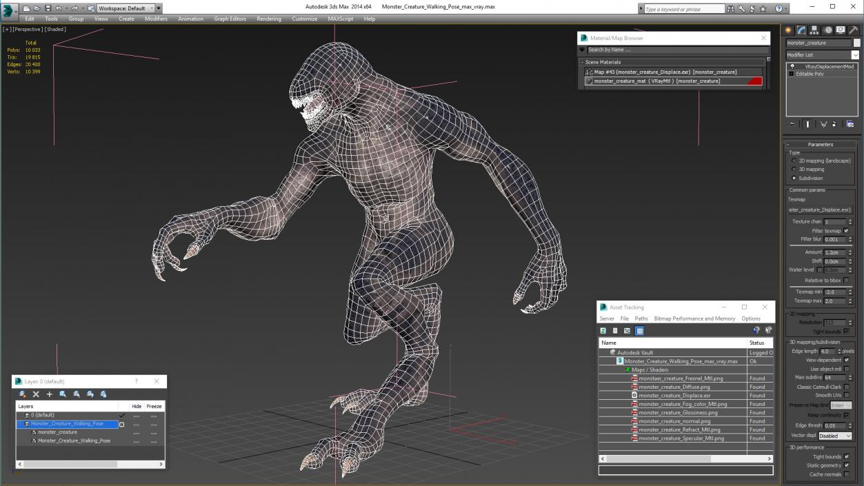 Monster Creature Walking Pose 3D model