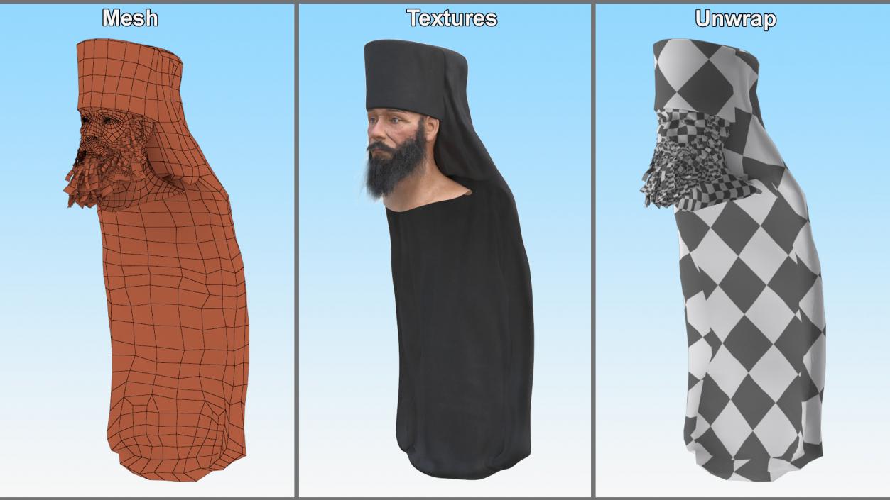 3D Orthodox Monk Head model