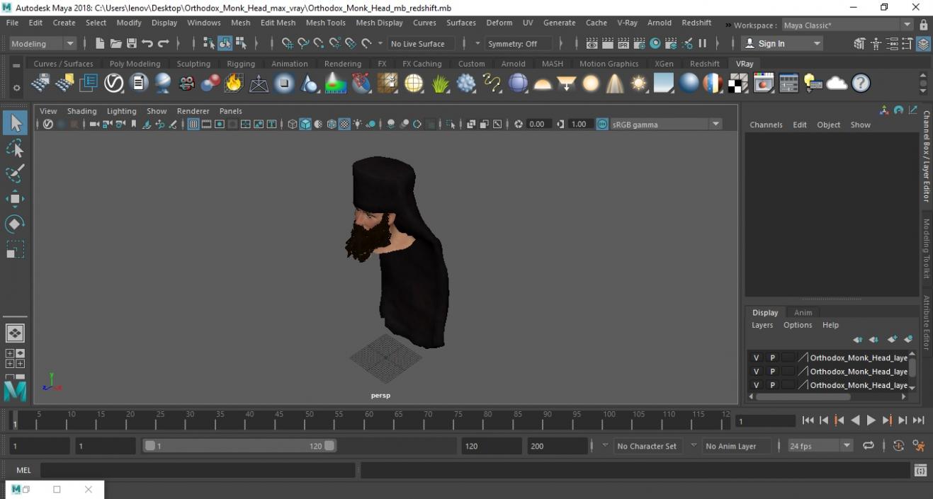 3D Orthodox Monk Head model