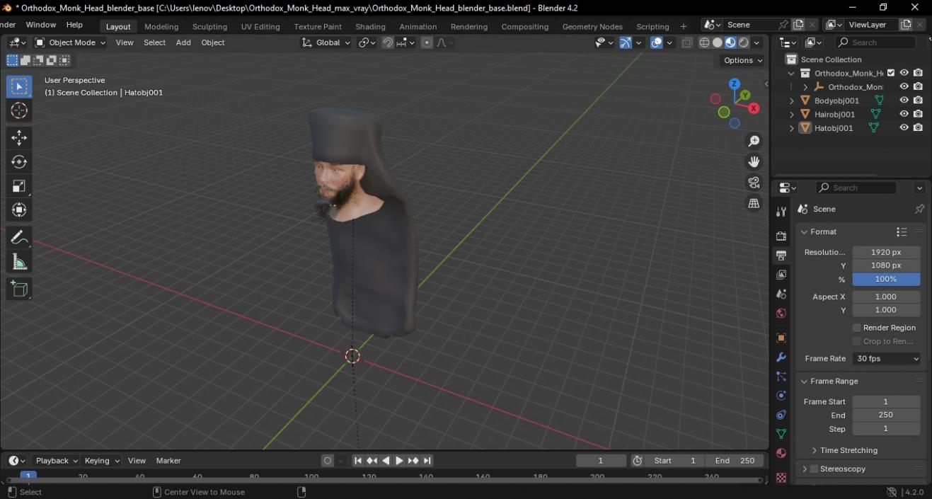 3D Orthodox Monk Head model