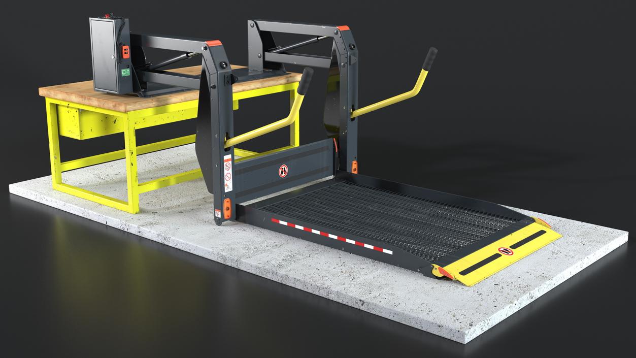 Linear Wheelchair Lift Rigged 3D model